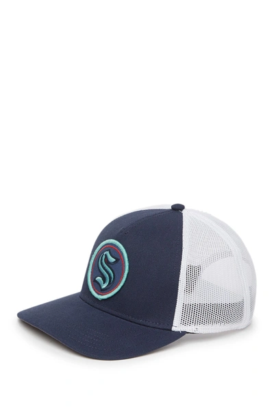 American Needle Nhl Seattle Krakin Valin Mesh Baseball Cap In White - Navy