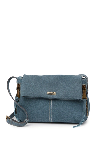 Aimee Kestenberg Bali Double Entry Leather Crossbody Bag In Dark Denim