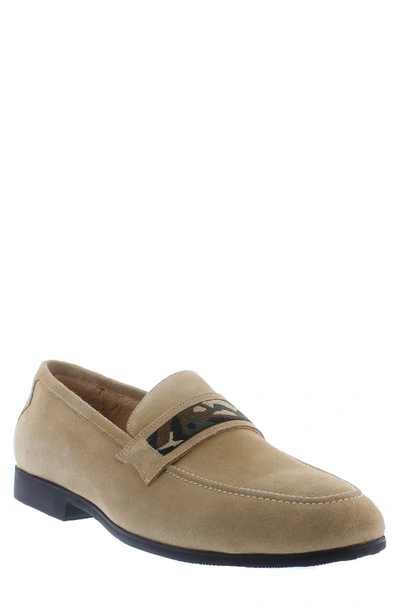 Robert Graham Gearbox Slip-on Penny Loafer In Sand
