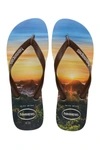 Havaianas Hype Tropical Print Flip Flop In Sand Grey