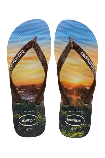 Havaianas Hype Tropical Print Flip Flop In Sand Grey