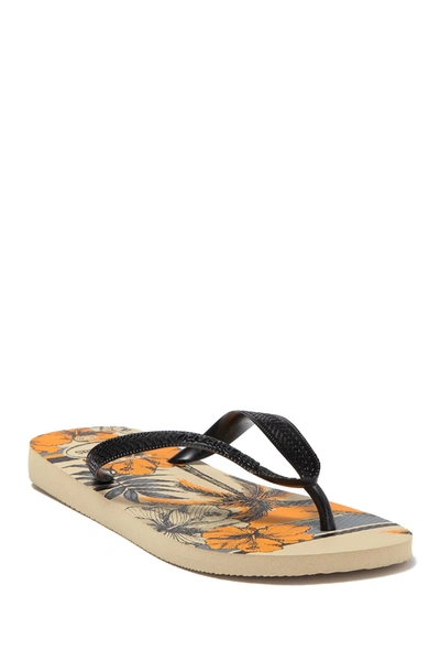 Havaianas Aloha Flip Flop In Sand Grey/black