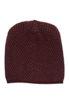 Portolano Slouchy Patterned Cashmere Beanie In New Wine/natural Brown