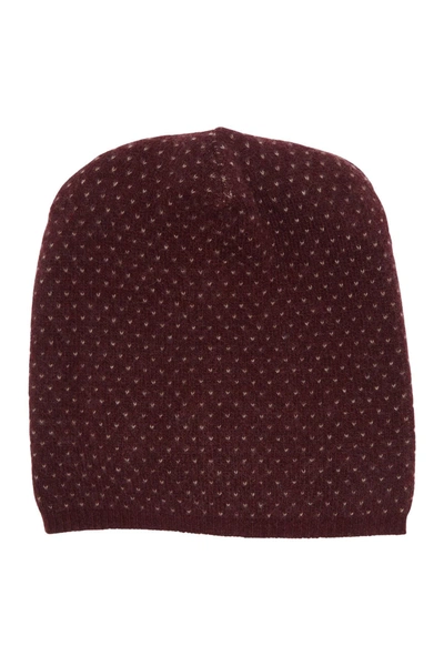 Portolano Slouchy Patterned Cashmere Beanie In New Wine/natural Brown