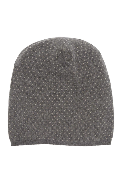 Portolano Slouchy Patterned Cashmere Beanie In Dk H Grey/mushroom