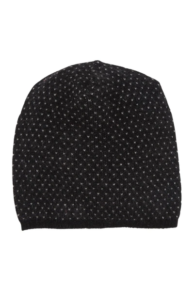 Portolano Slouchy Patterned Cashmere Beanie In Black/yogi Ivory