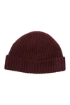 Portolano Cashmere Ribbed Cuffed Beanie In New Wine