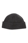 Portolano Cashmere Ribbed Cuffed Beanie In Ht Charcoal
