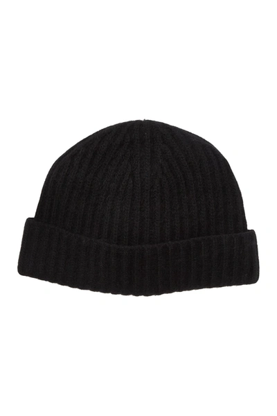 Portolano Cashmere Ribbed Cuffed Beanie In Black