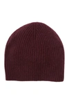 Portolano Cashmere Ribbed Beanie In Black Currant