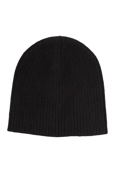 Portolano Cashmere Ribbed Beanie In Black