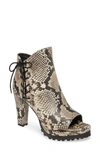 Allsaints Micaela Snake-embossed Suede Heeled Ankle Boots In Nude Snake Print Leather