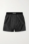 Tom Ford Velvet-trimmed Silk-blend Satin Shorts In Black