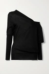 Tom Ford One-shoulder Cashmere And Silk-blend Sweater In Black