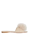 Aquazzura Foxy Pompom-embellished Shearling Slides In Ivory