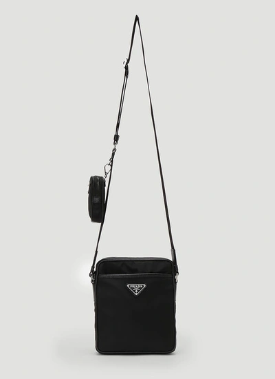 Prada Nylon And Leather Crossbody Bag In Black