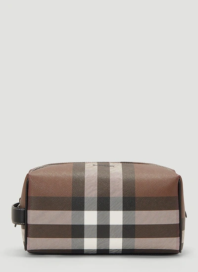 Burberry House-check Wash Bag In Brown