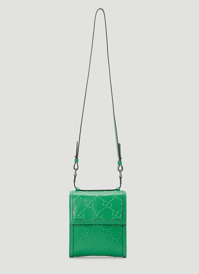 Gucci Perforated-leather Crossbody Bag In Green