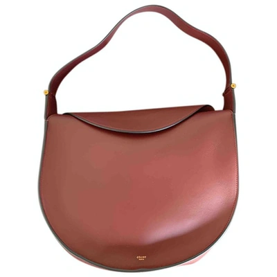Pre-owned Celine Leather Crossbody Bag In Burgundy