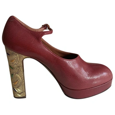 Pre-owned L'autre Chose Leather Heels In Burgundy