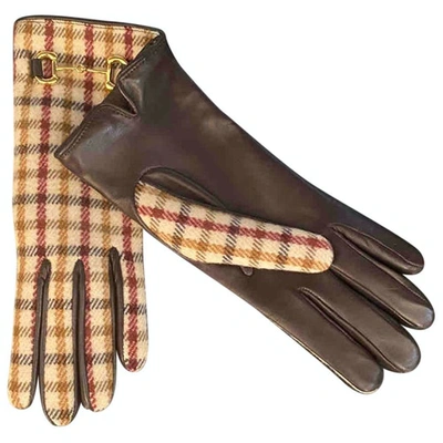 Pre-owned Gucci Brown Leather Gloves