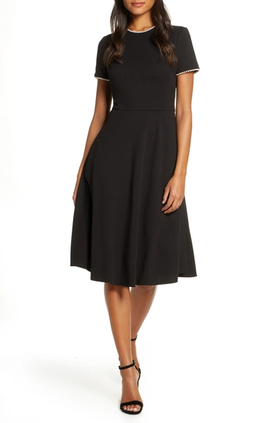Gal Meets Glam Victoria Pearly Trim Fit & Flare Cocktail Dress In Black |  ModeSens