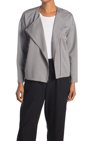 Eileen Fisher Asymmetrical Zip Jacket In Zinc