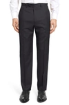 Santorelli Flat Front Twill Wool Dress Pants In Black