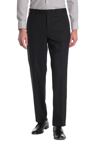 Jb Britches Wool Blend Flat Front Trousers In Black