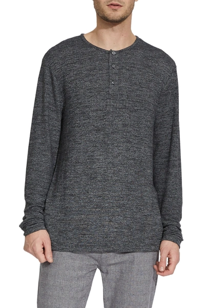 Civil Society Hogan Hacchi Knit Henley In Heather Dark Charcoa