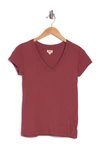 L Agence Becca Knit V-neck T-shirt In Black Cherry