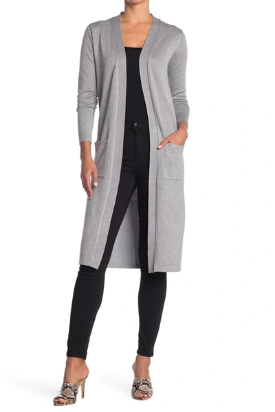 M Magaschoni Long Sleeve Open Duster Cardigan In Flannel