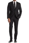 HART SCHAFFNER MARX NEW YORK BLACK WINDOWPANE PRINT TWO BUTTON NOTCH LAPEL WOOL SUIT,887096718176