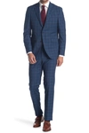 Kenneth Cole Reaction Windowpane Two Button Notch Lapel Slim Fit Suit In 427blue