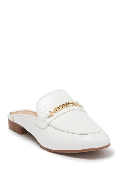 Circus By Sam Edelman Heath Croc Embossed Leather Chain Bit Mule In Bright White