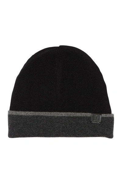 Bruno Magli Cashmere Colorblock Jersey Knit Beanie In 003blkgy