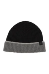 Bruno Magli Cashmere Colorblock Ribbed Knit Beanie In 003blkgy