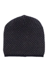 Portolano Slouchy Patterned Cashmere Beanie In Black