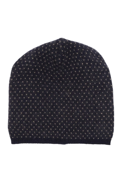 Portolano Slouchy Patterned Cashmere Beanie In Black