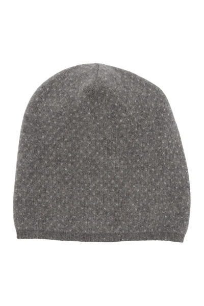 Portolano Slouchy Patterned Cashmere Beanie In Medium Ht Grey/light Ht Grey