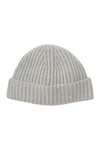 Portolano Cashmere Ribbed Cuffed Beanie In Lt Ht Grey