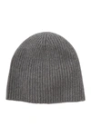 Portolano Cashmere Ribbed Beanie In Medium Hth Grey