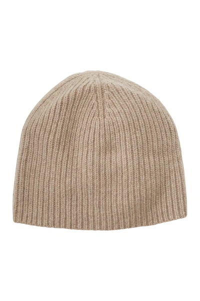 Portolano Cashmere Ribbed Beanie In Nile Brown