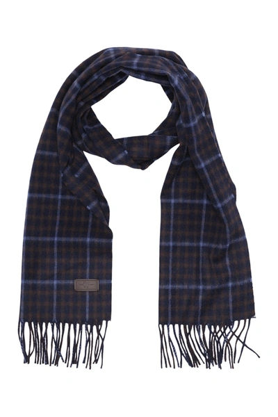 Hickey Freeman Cashmere Gingham Windowpane Scarf In Navy