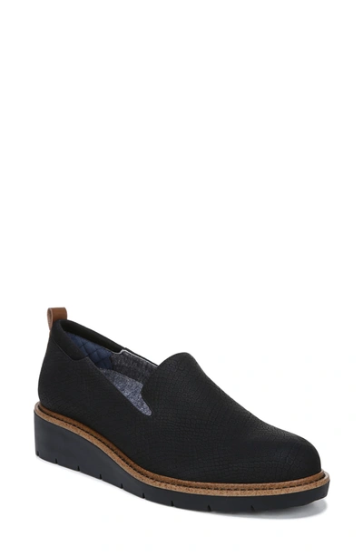Dr. Scholl's Women's Sidekick Slip-on Flats Women's Shoes In Black Faux Leather