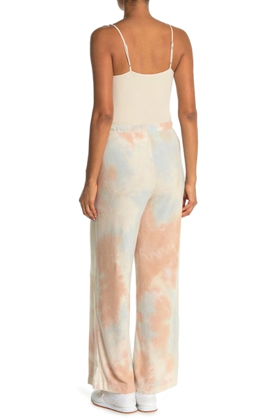 Melloday Brushed Tie Dye Wide Leg Pants In Blue/taupe