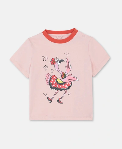 Stella Mccartney Kids Dusty Rose Dancing Flamingo Cotton T-shirt