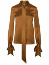 Saint Laurent Blouse In Silk Satin Crepe Gold In Beige