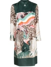 Ferragamo Printed Silk Twill Midi Dress In Red