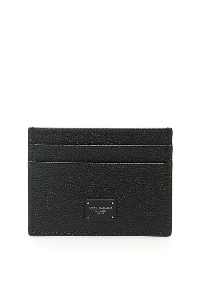 Dolce & Gabbana Dauphine Calfskin Cardholder In Nero